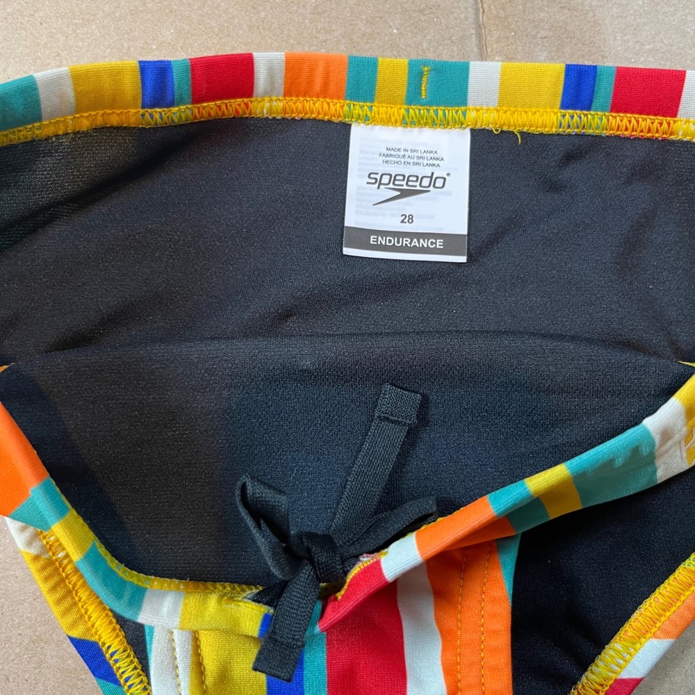 Speedo Mens Eco Endurance Swim Brief Vibe Collection Clean Stripe Multi 30 NWT - Picture 5 of 5